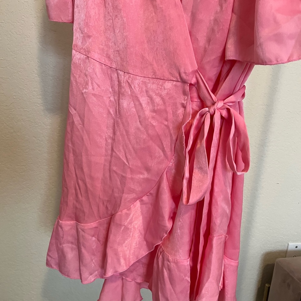 Pink Wrap Dress with Ruffle Hem - Picture 5 of 7